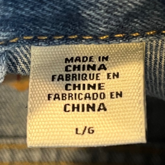 Levis Premium Trucker Jacket Mens Large Blue Denim Logo Tape Sleeve Stripe L - Picture 8 of 11